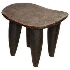 Early 20th Century Exotic Wood Side Table, Carved Tapered Legs, Sonufo