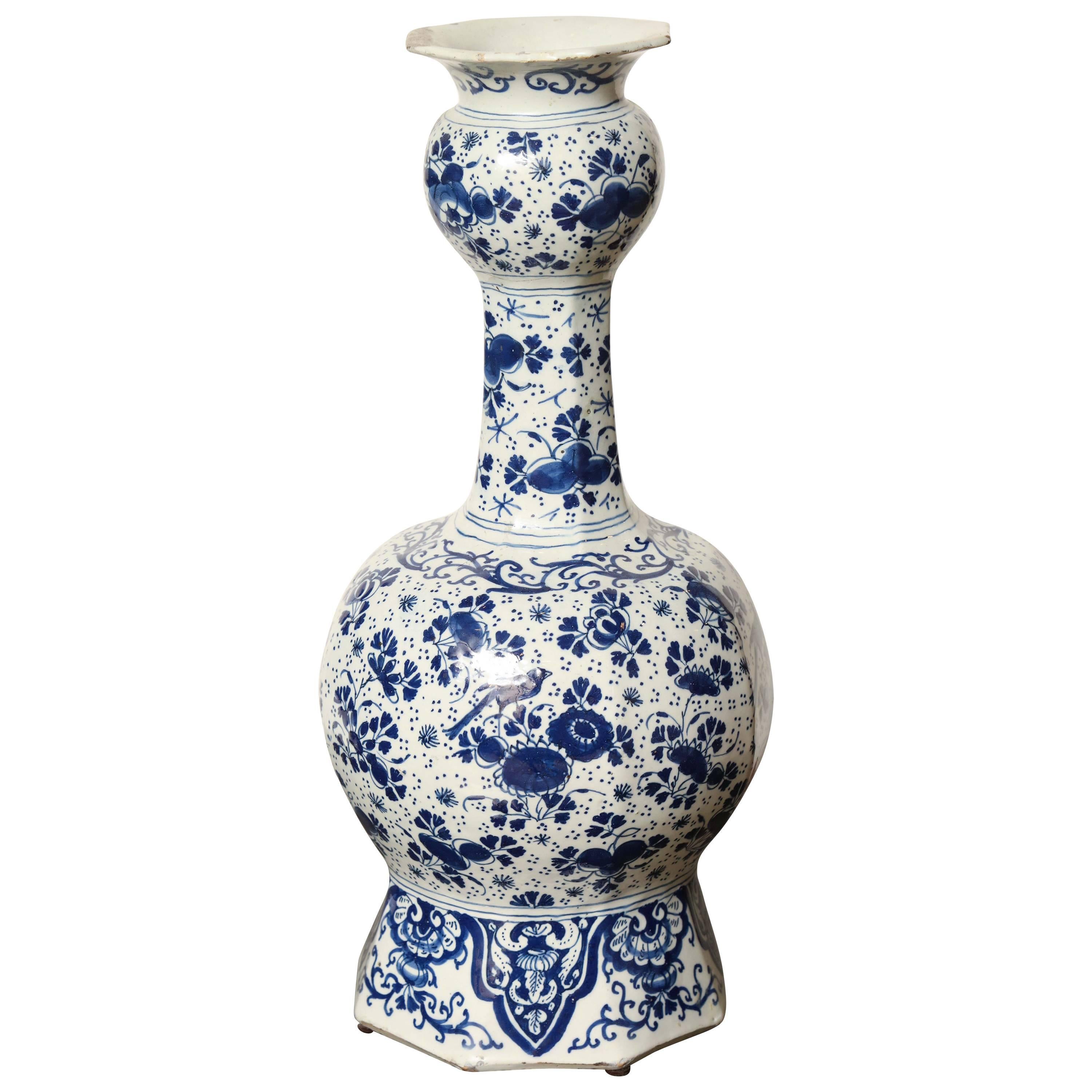 Delft, Blue and White Vase For Sale