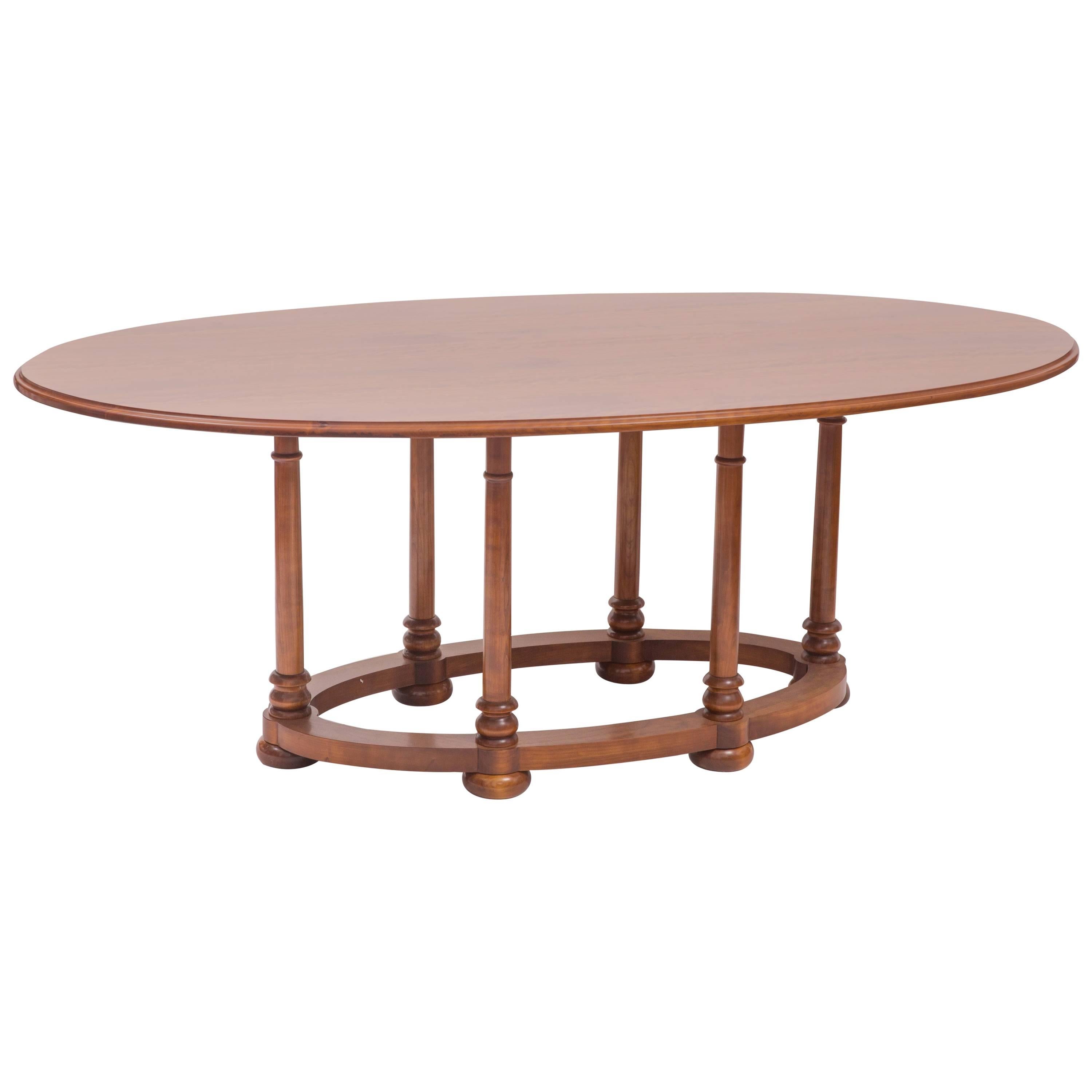 Custom Tiger Maple Oval Dining Table For Sale at 1stDibs