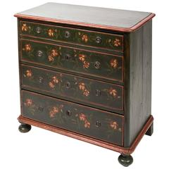 Antique 19th Century English Paint Decorated Pine Chest of Drawers