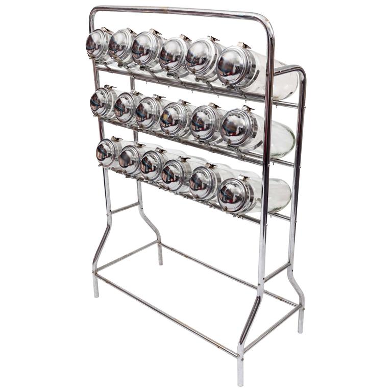 Argentinian Facilvendo Nickel Candy Jar Rack at 1stDibs
