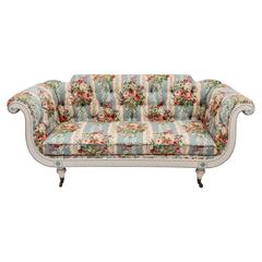 19th Century English Regency Settee in Floral Linen Print Fabric