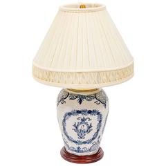 19th Century Delft Jar Lamp on Turned Mahogany Base