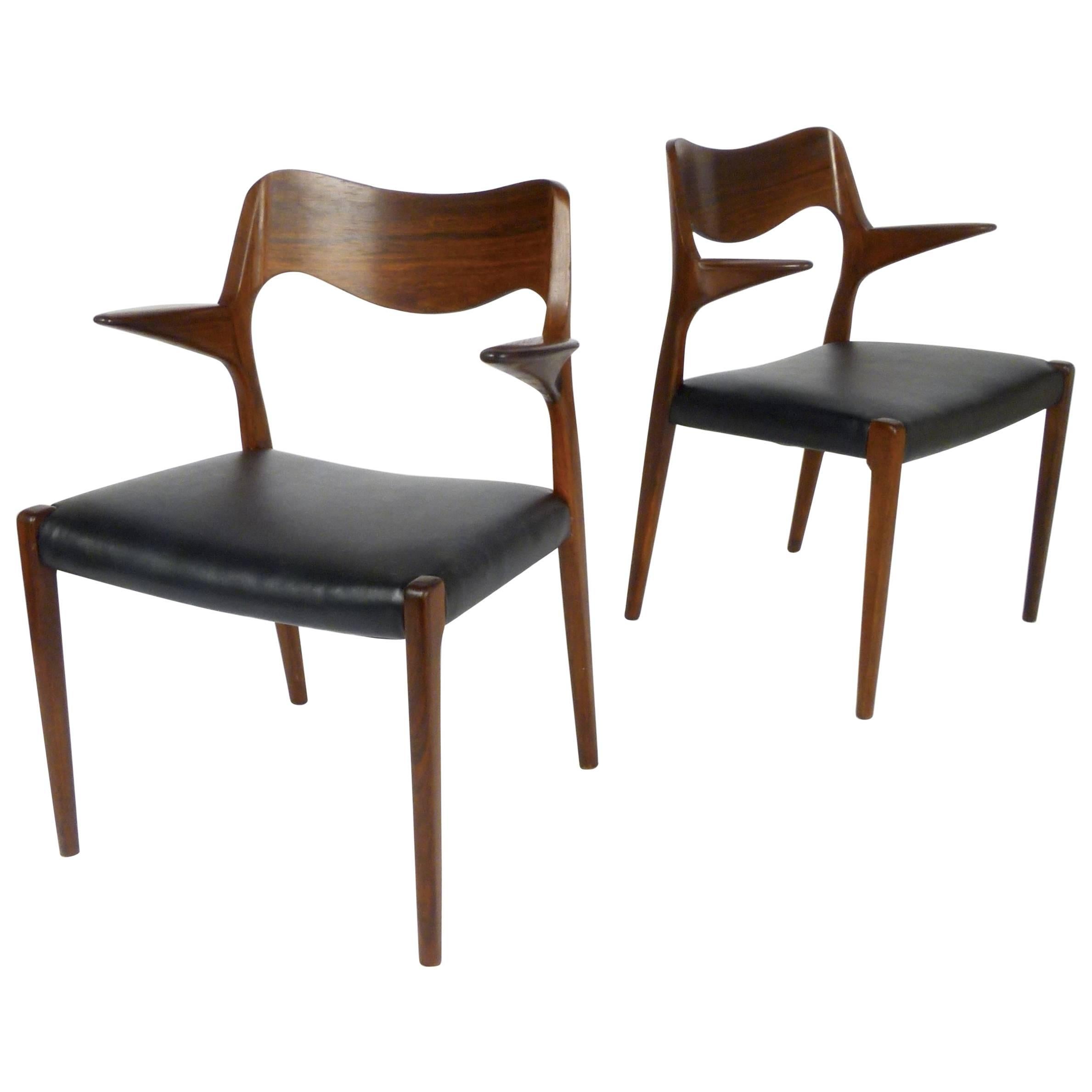 Niels Otto Møller Model 55 Rosewood Armchairs