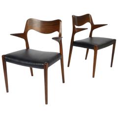 Niels Otto Møller Model 55 Rosewood Armchairs