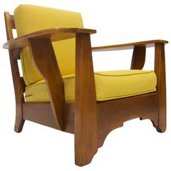 Fauteuil Cushman Wide Paddle Arm Lounge Chair en érable ondé par Herman De Vries