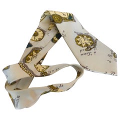 Mid-Century Fornasetti Silk Tie with a Timepiece Motif