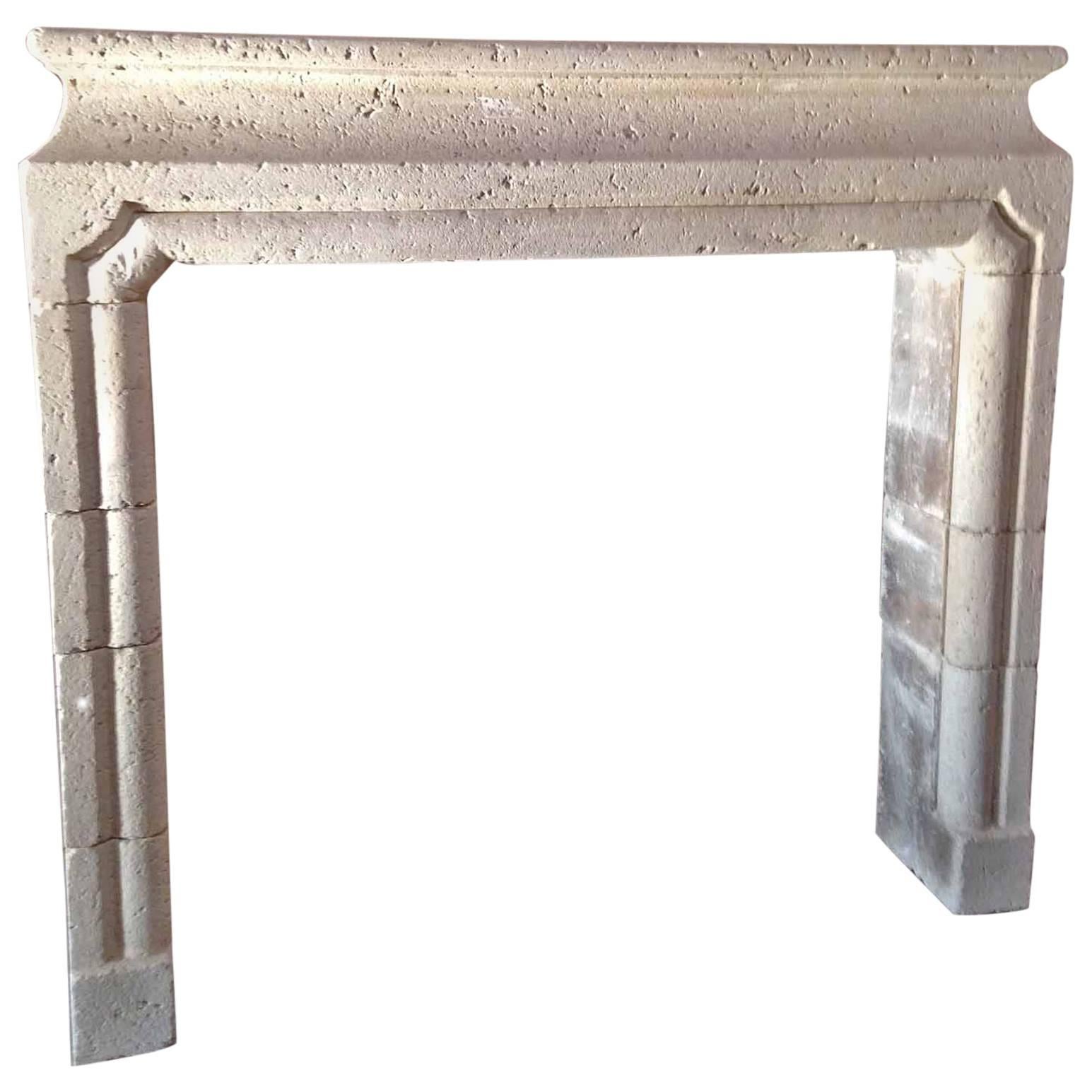 Mid-19th Century Style Contemporary Carved Limestone Mantel