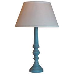 French 19th Century Carved Wood Table Lamp Including Shade 3