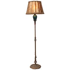 Antique Exceptional 1920s Floor Lamp with Steuben Blow Glass