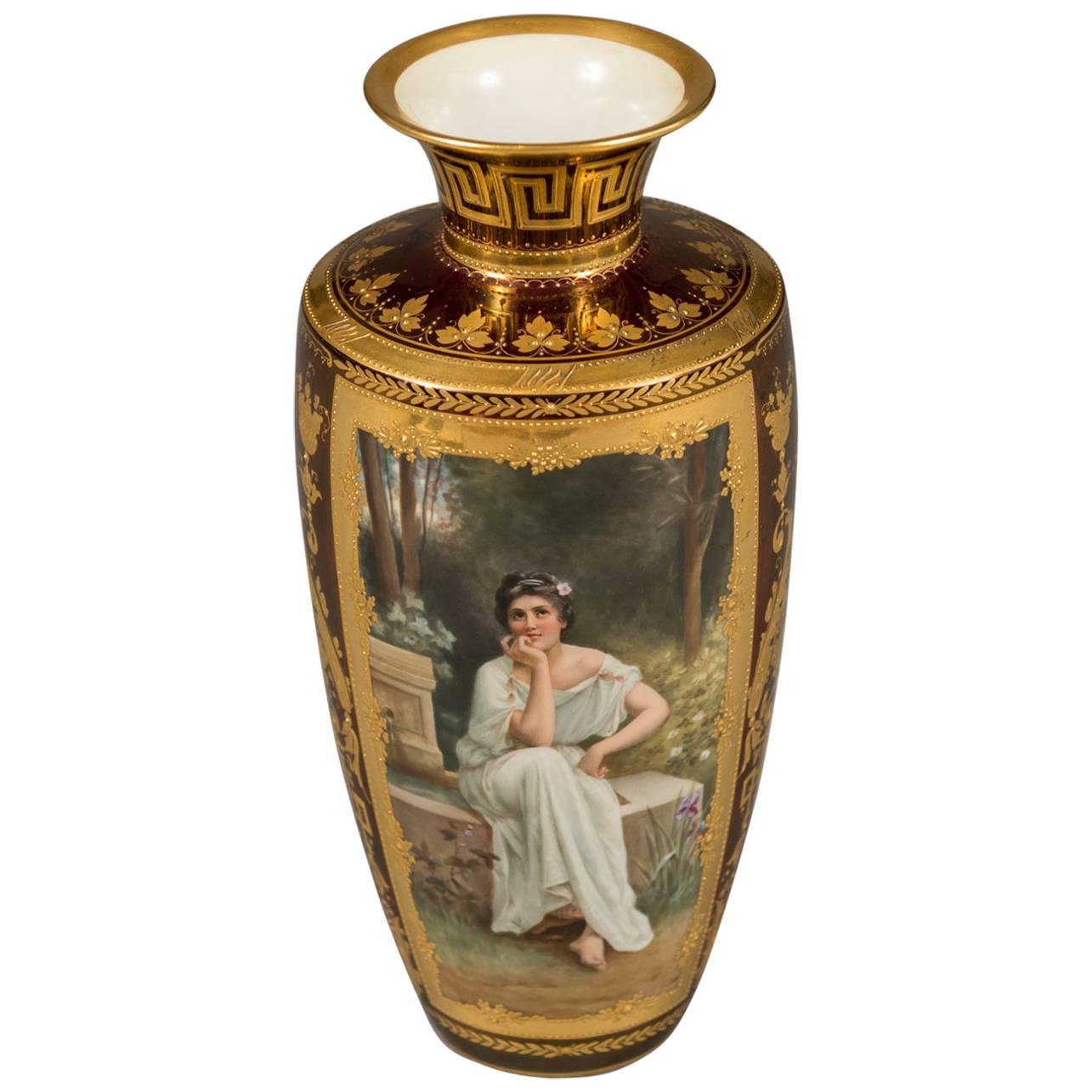 Very Finely Painted Royal Vienna Hand Painted Portrait Vase, circa 1890