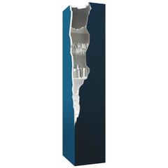 Italian Modern Tall Textured Cracked Bicolor Lacquered Bar Cabinet 