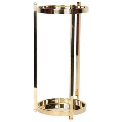 Italian Modernist Solid Brass Umbrella Stand, 1970s