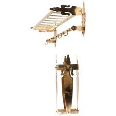 Italian Solid Brass Coat Rack and Umbrella Stand Ornamental Figurines, 1970s Italian Solid Brass Coat Rack and Umbrella Stand Ornamental Figurines, 1970s