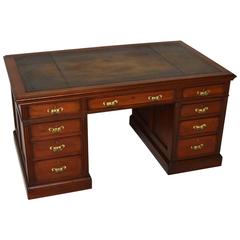 Large Antique Victorian Mahogany Pedestal Desk