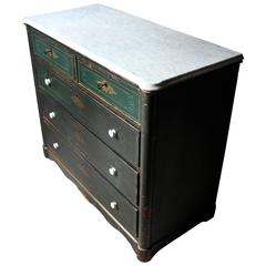 Decorative North German Provincial Painted and White Marble-Topped Commode