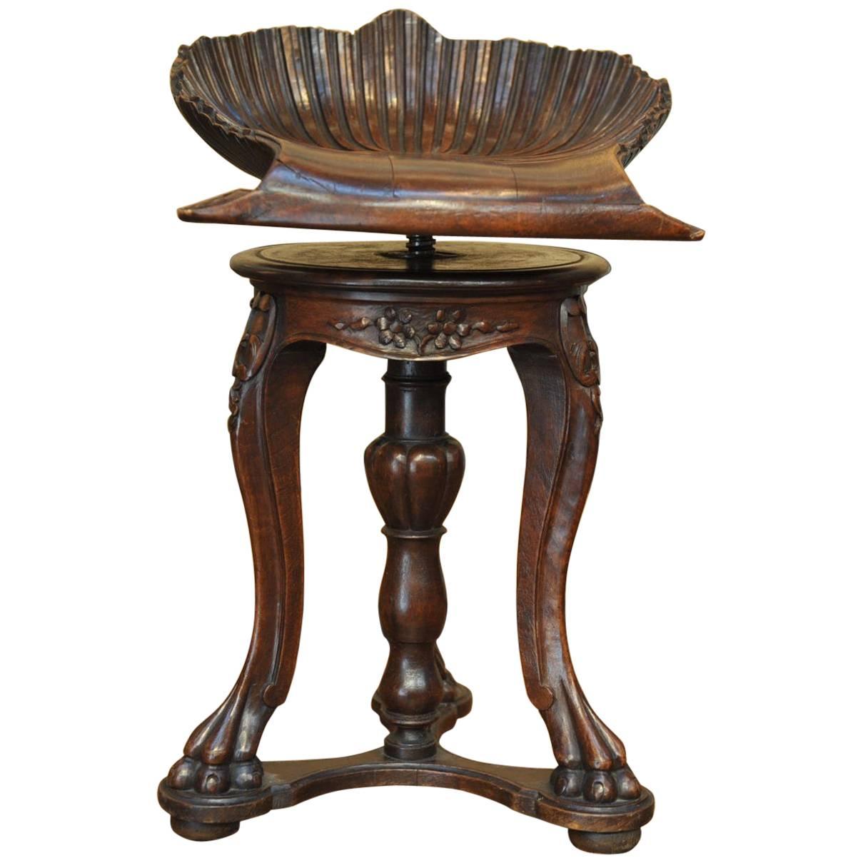 Late 19th Century Piano Walnut Swivel Stool Chair