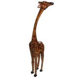 Grande girafe debout en Wood Wood sculpté à la main