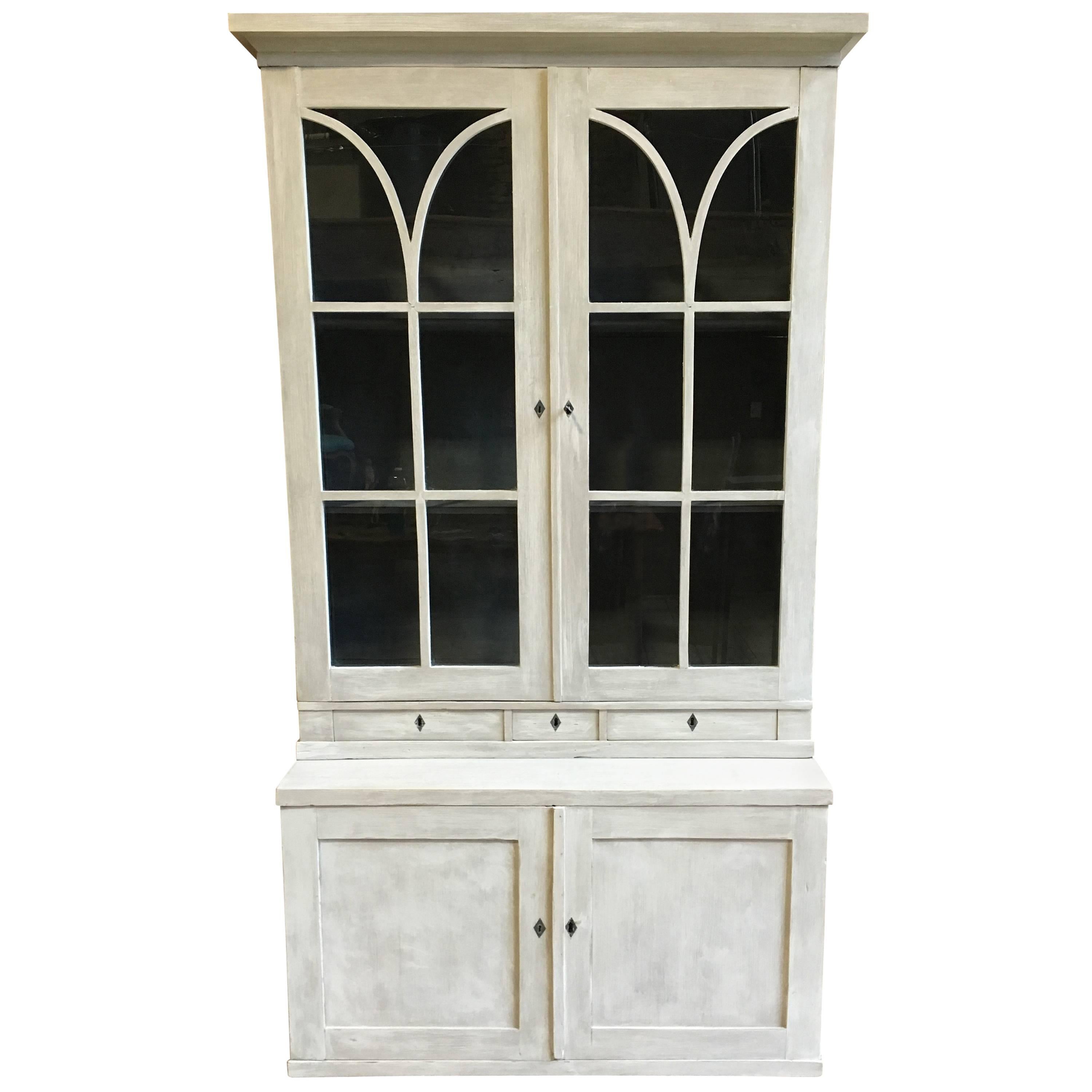 French Directoire Style Grey Painted Cabinet, Early 19th Century