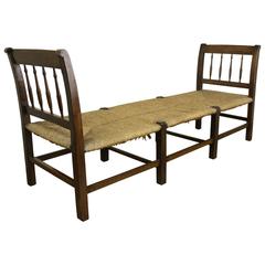 Antique French Walnut Daybed with Original Rush 6