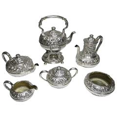 Geo C. Shreve & Co. a Finely Chased Six Piece Sterling Silver Tea and Coffee Set 8