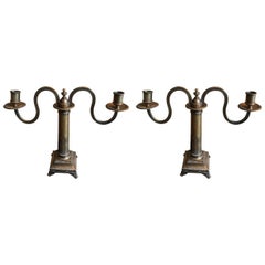 One Pair of Elegant English Regency Two-Arm Candelabra