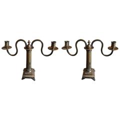 One Pair of Elegant English Regency Two-Arm Candelabra 8