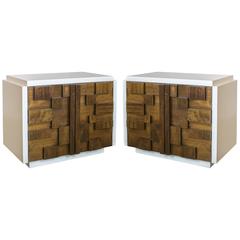 Pair of Brutalist Nightstands or End Tables for Lane Furniture from the 1960s