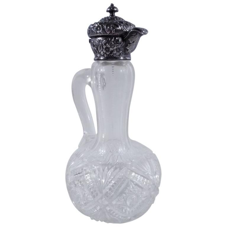 Antique CutGlass and Sterling Silver Decanter by Jacobi and Jenkins For Sale at 1stdibs