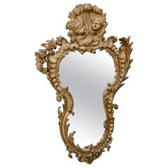 Italian Antique Giltwood Mirror with Seraphims