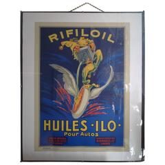 French 1921 Lithograph of Motor Oil Advertisement