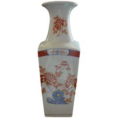 American Contemporary Porcelain Vase with Painted Glazed Flowers 2