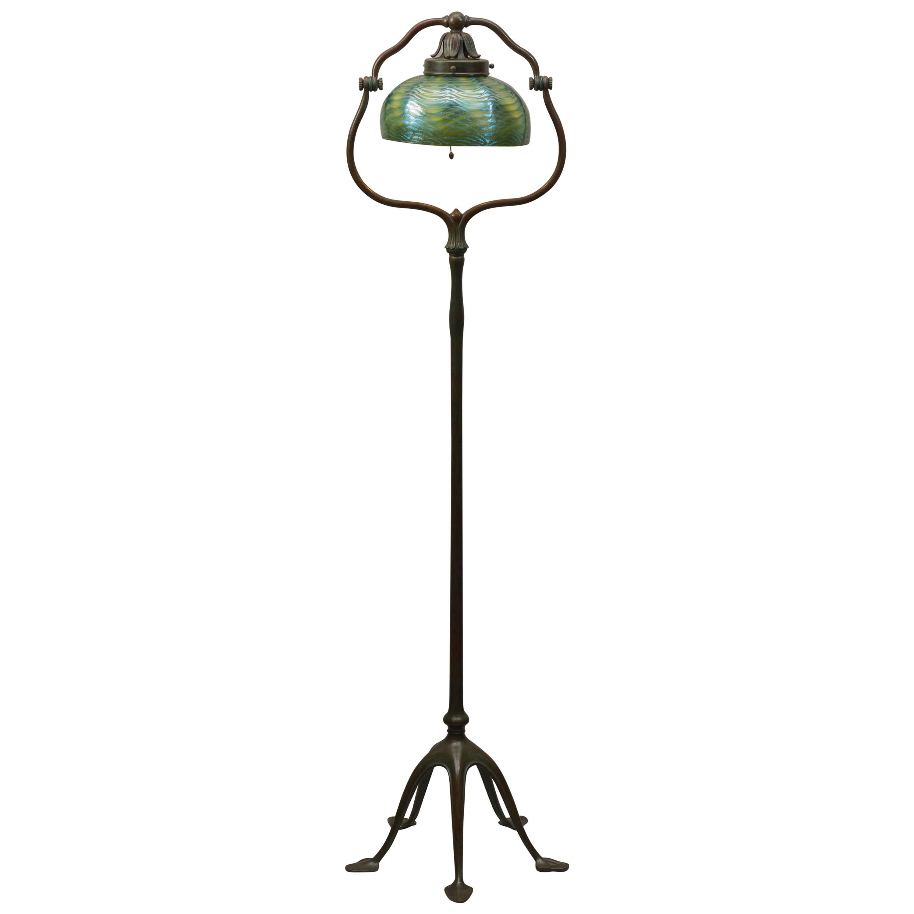Tiffany Studios Floor Lamp with Damascene Glass Shade