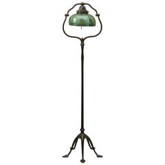 Antique Tiffany Studios Floor Lamp with Damascene Glass Shade