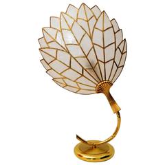 Vintage Regency Brass & Mother-of-pearl Nacre Shell Table or Night Light, France, 1970s