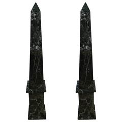 Massive Pair of Marble Obelisks