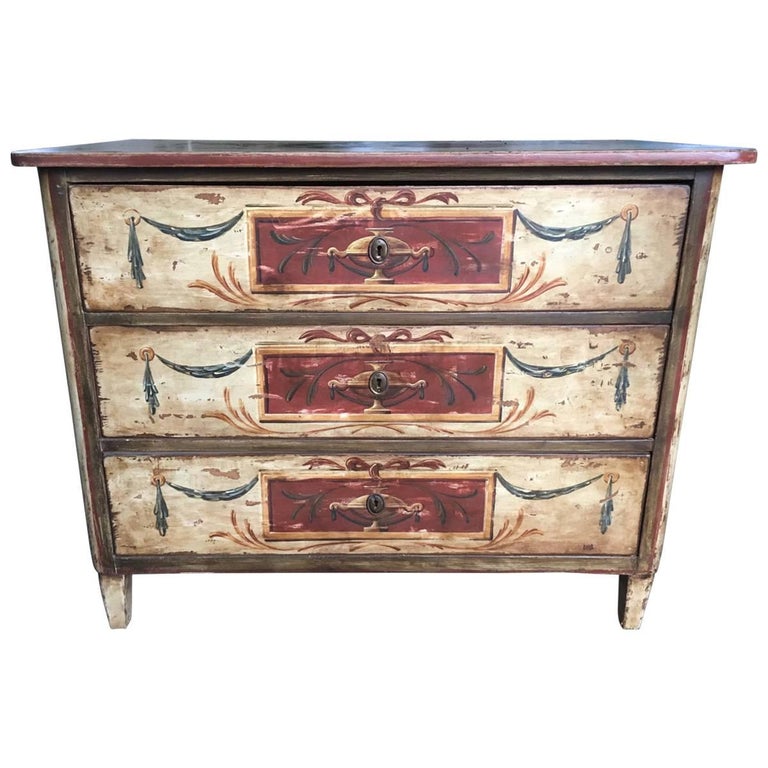 Antique Florentine Style Painted Chest of Drawers For Sale at 1stdibs
