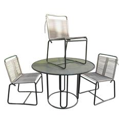 Used Walter Lamb Bronze Dinette Table and Three Chairs