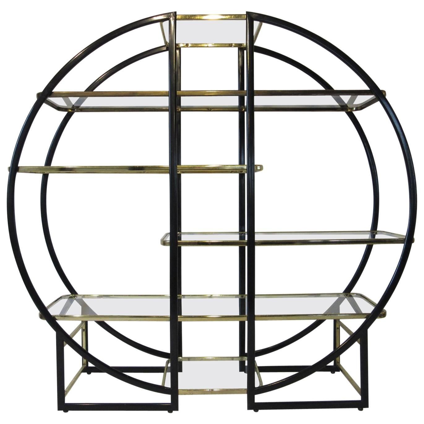 Pierre Cardin Styled French Brass and Glass Etagere 