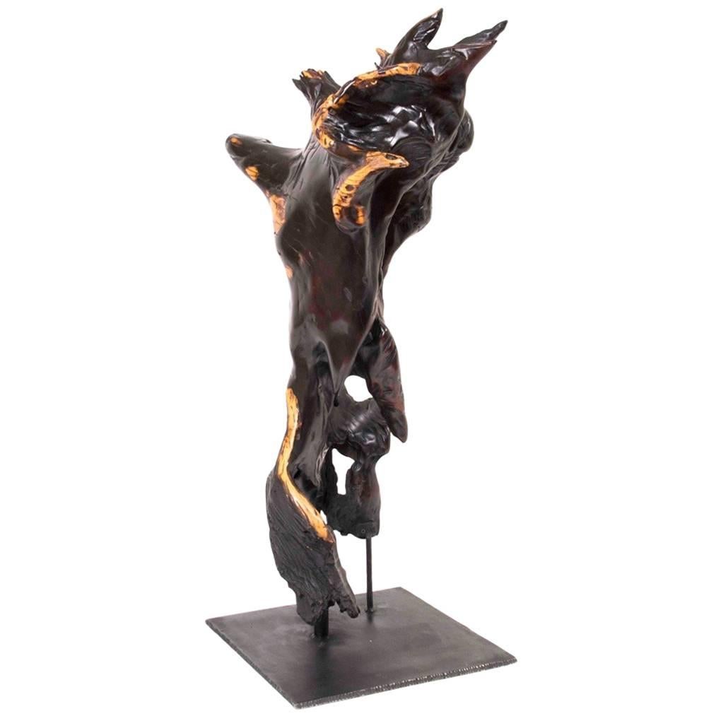 Brad Sells "Old Bull" Crafted Ironwood Sculpture For Sale