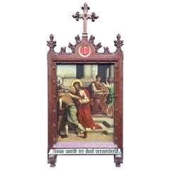 Gothic-Gemälde, 1. Station, Kreuzigung „Jesus ist zum Tode verurteilt“ von Pilate