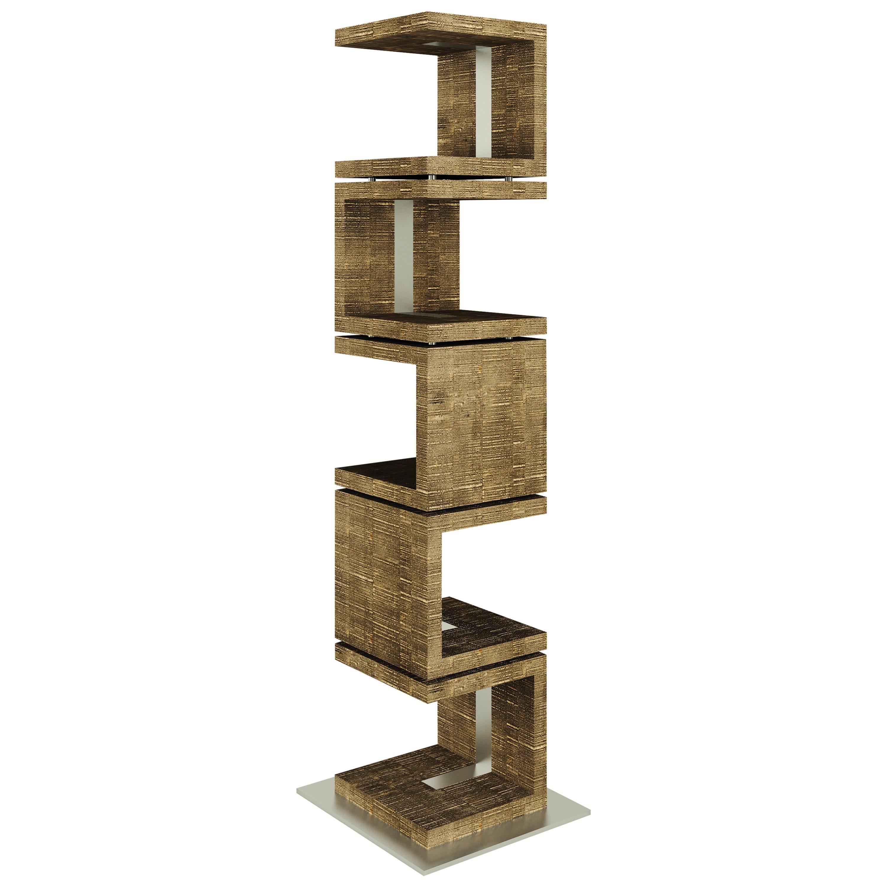 Italian Modern Square Open-Sided Uno Modular Wood Bookshelf For Sale