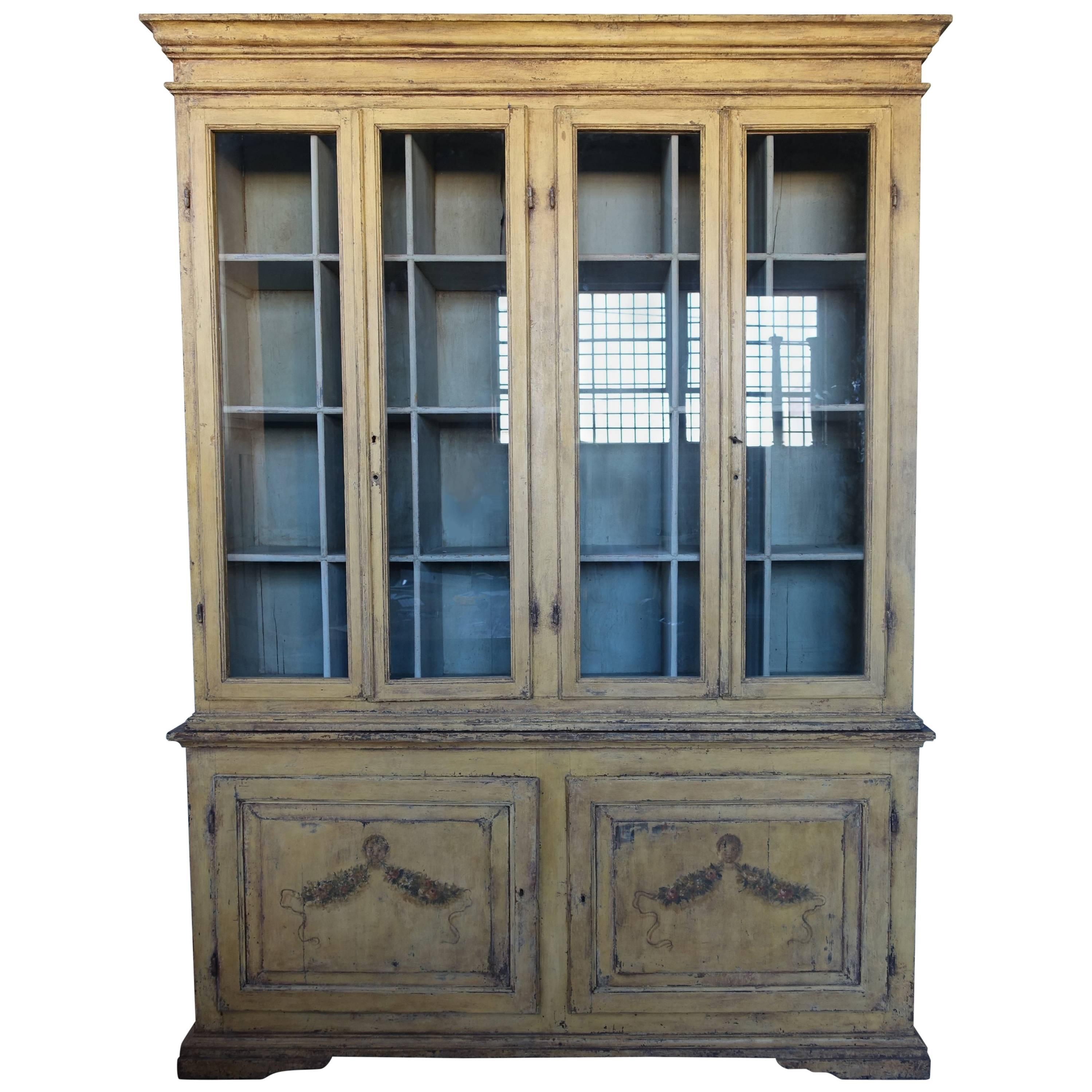 19th Century Hand-Painted French Country Cabinet