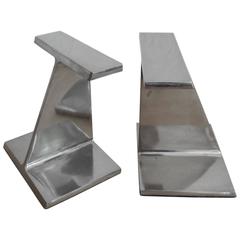 1960s Polished Steel Bookends