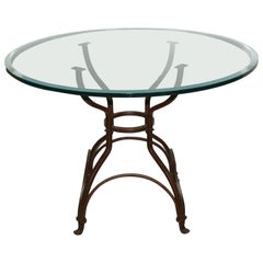 Garden Metal Base Glass Top Dining Table