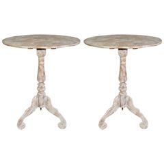 Pair of Oval Swedish Style Pedestal Tables, Sold Singly 2