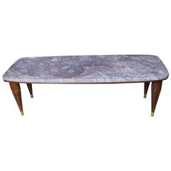 Coffee Table, Top in Italian "Peach Blossom" Marble, circa 1950