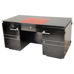 French Art Deco Desk with Alcantara Details 12