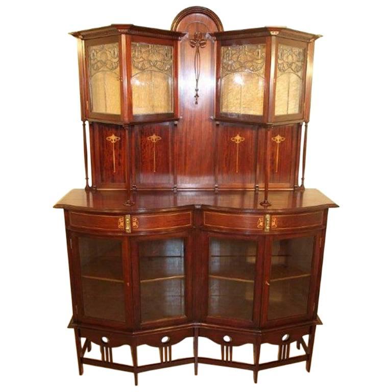 GM Ellwood for JS Henry. A Fine Exhibition Quality Arts & Crafts Display Cabinet For Sale
