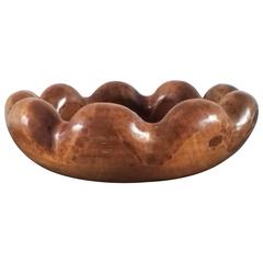 Modernist Carved Wood Bowl Container, 1950s